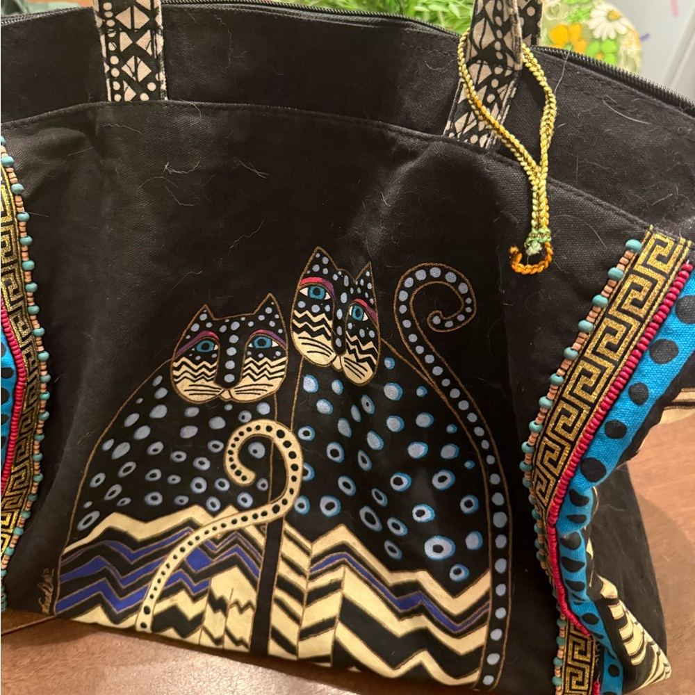 Laurel Burch Vibrant Cat Design Tote